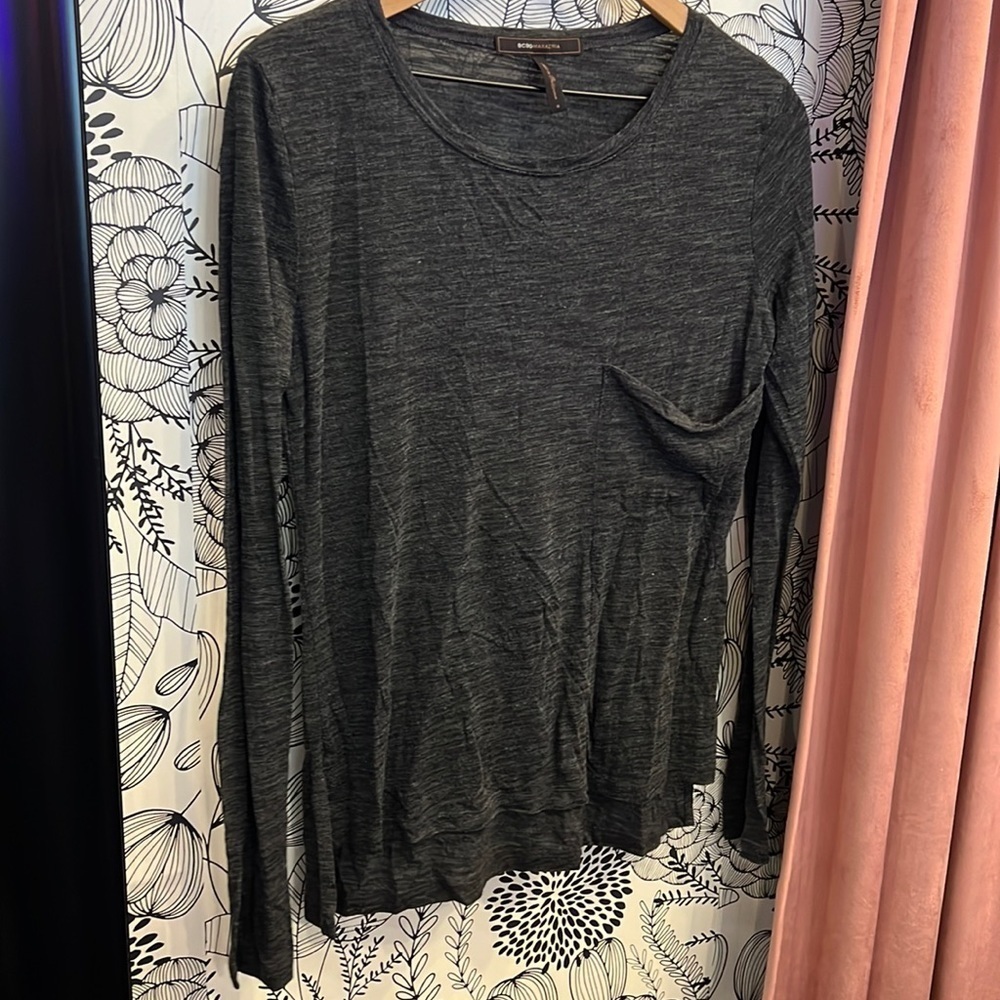 Grey Long Sleeve Pocket Tee
